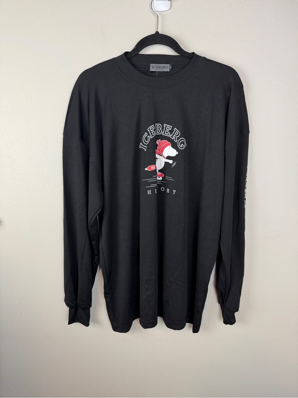 Iceberg NWT Snoopy Black Long Sleeve Shirt Made In Italy - Picture 2 of 7